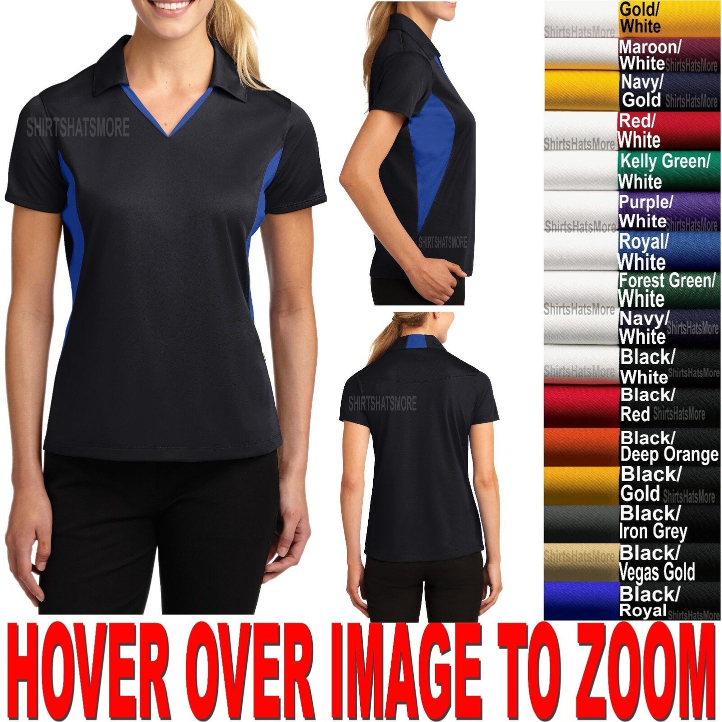 Ladies Sport Wick Polo Shirt Snag Resist Moisture Wicking Dri Performance XS-4XL