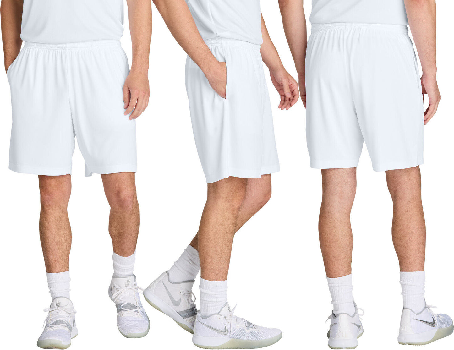 Mens Moisture Wicking 7 Inch Inseam Pocketed Shorts Elastic Waistband XS-4XL NEW