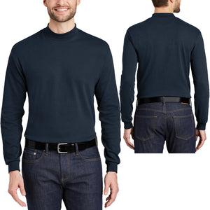 Mens Mock Turtleneck Soft Ring Spun Cotton XS, S, M, L, XL, 2X, 3X, 4X 5X 6X NEW