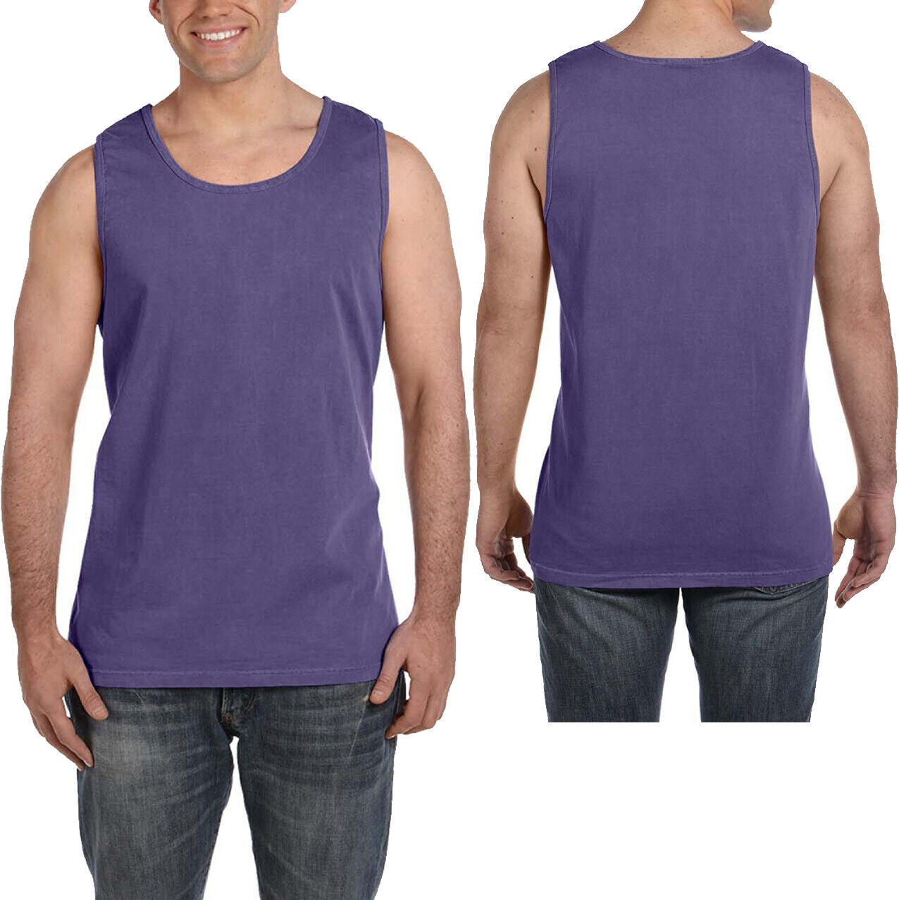 Mens Heavyweight 100% Soft Cotton Tank Top Sleeveless Tee Garment Washed XS-3XL