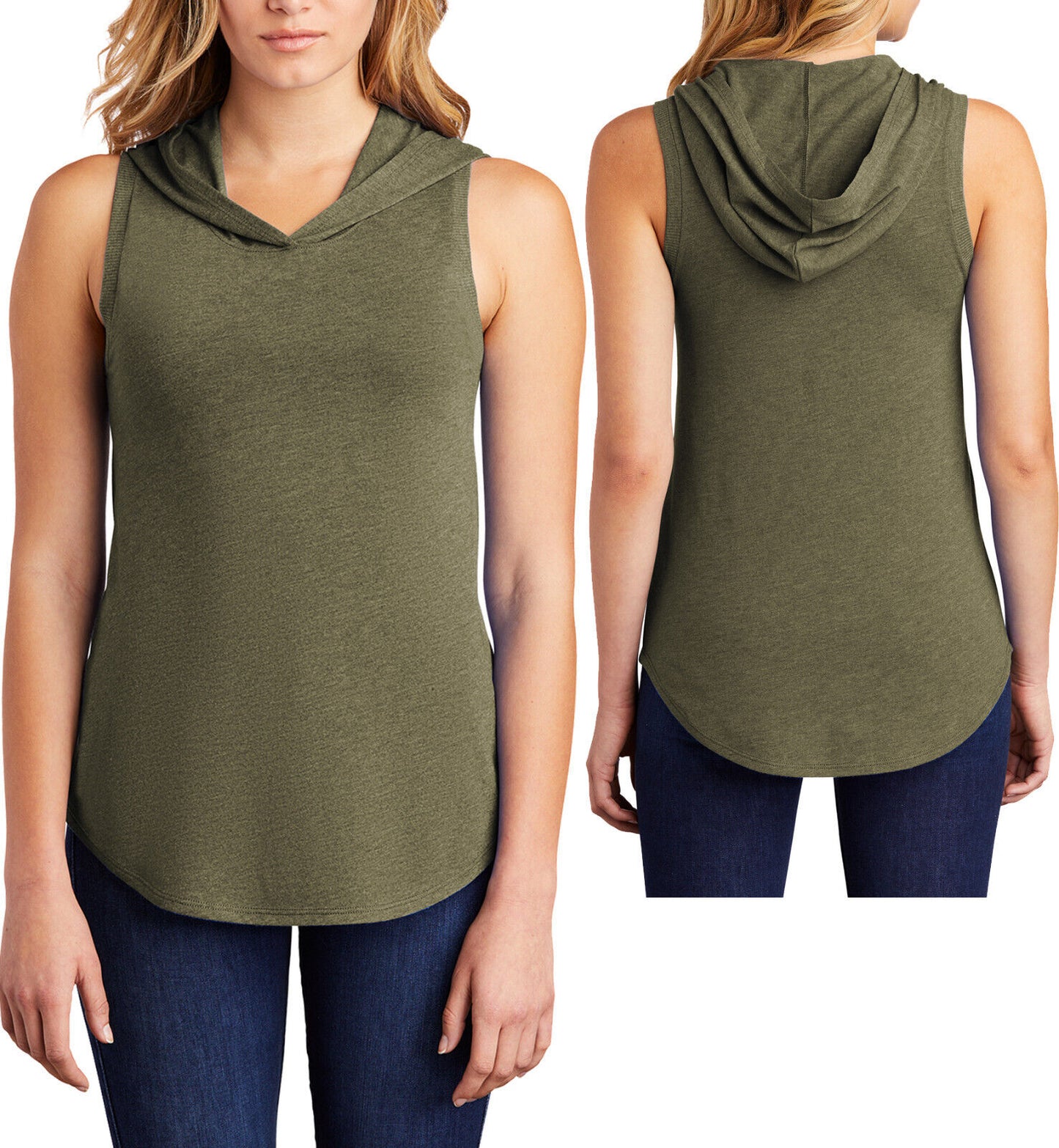 Womens Sleeveless Hoodie Tank Top Ladies Hooded Tee Soft Blended T-Shirt XS-4XL