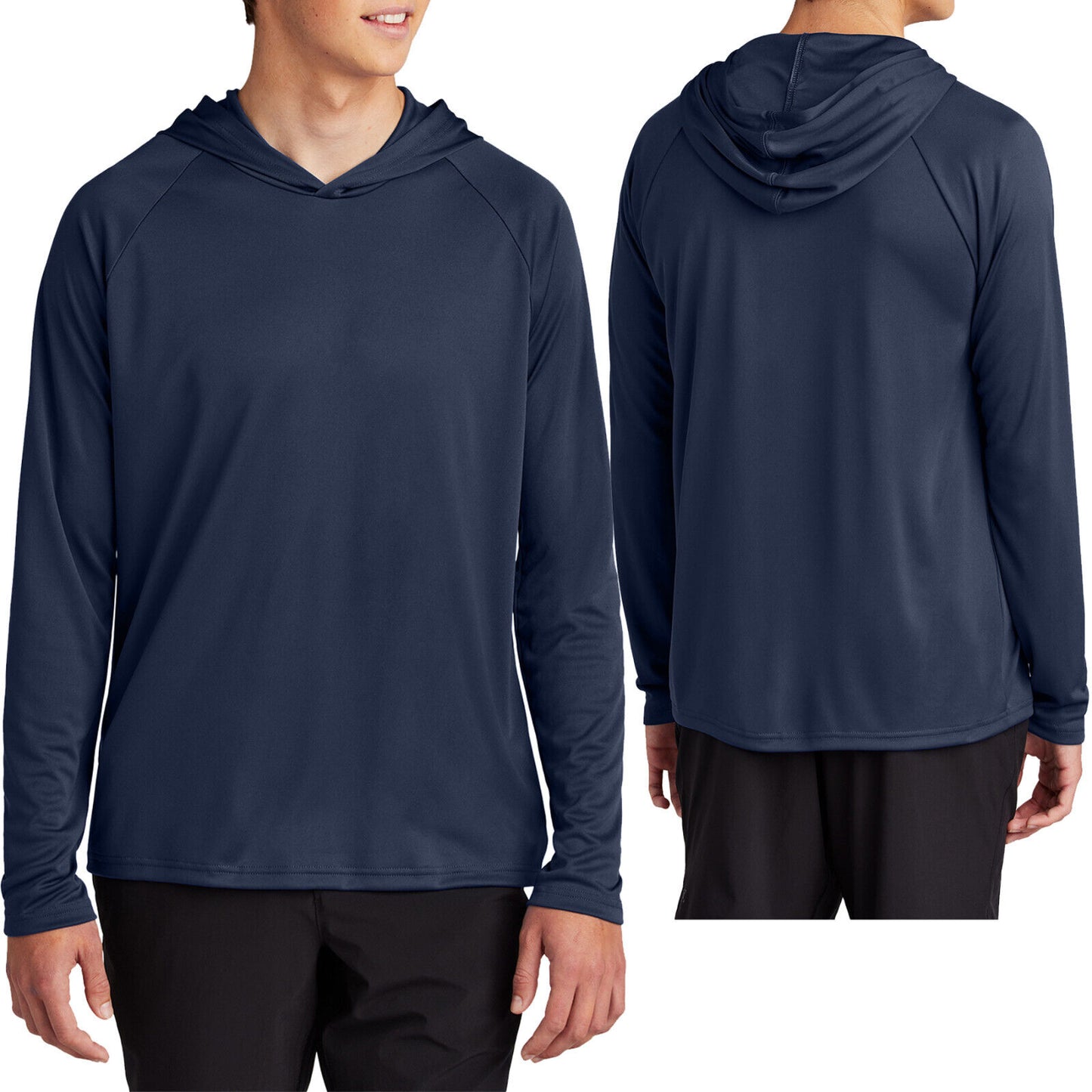 Mens Moisture Wicking Hoodie Tee Hooded Pullover T-Shirt UPF 50 Sun Protect S-4X