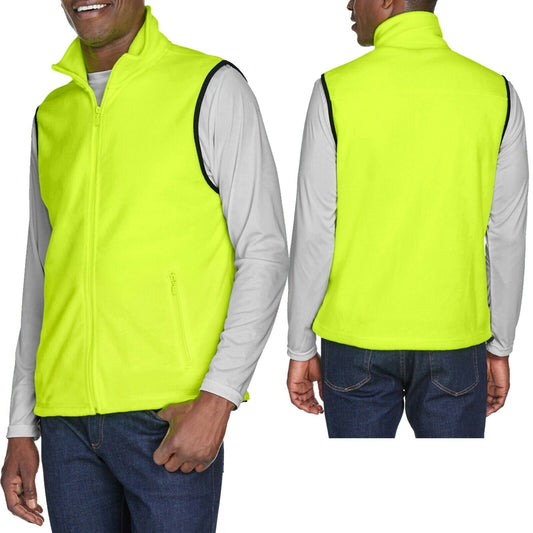 Mens Polar Fleece Vest Safety Yellow Orange Sleeveless Jacket Warm S-2XL 3XL 4XL