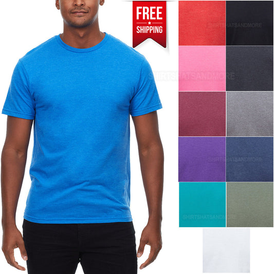 Mens Heather Soft Cotton Blended T-Shirt CVC Tee XS-5XL FREE SHIPPING NEW!