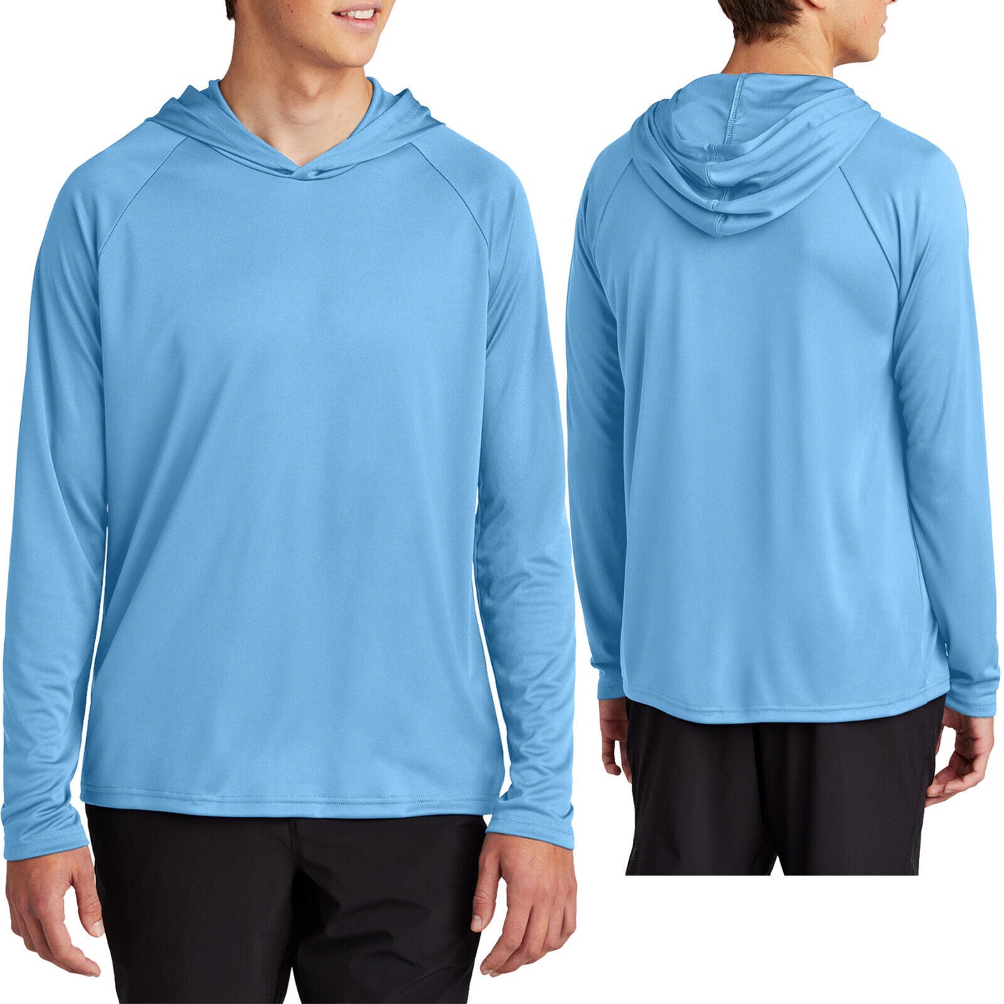 Mens Moisture Wicking Hoodie Tee Hooded Pullover T-Shirt UPF 50 Sun Protect S-4X