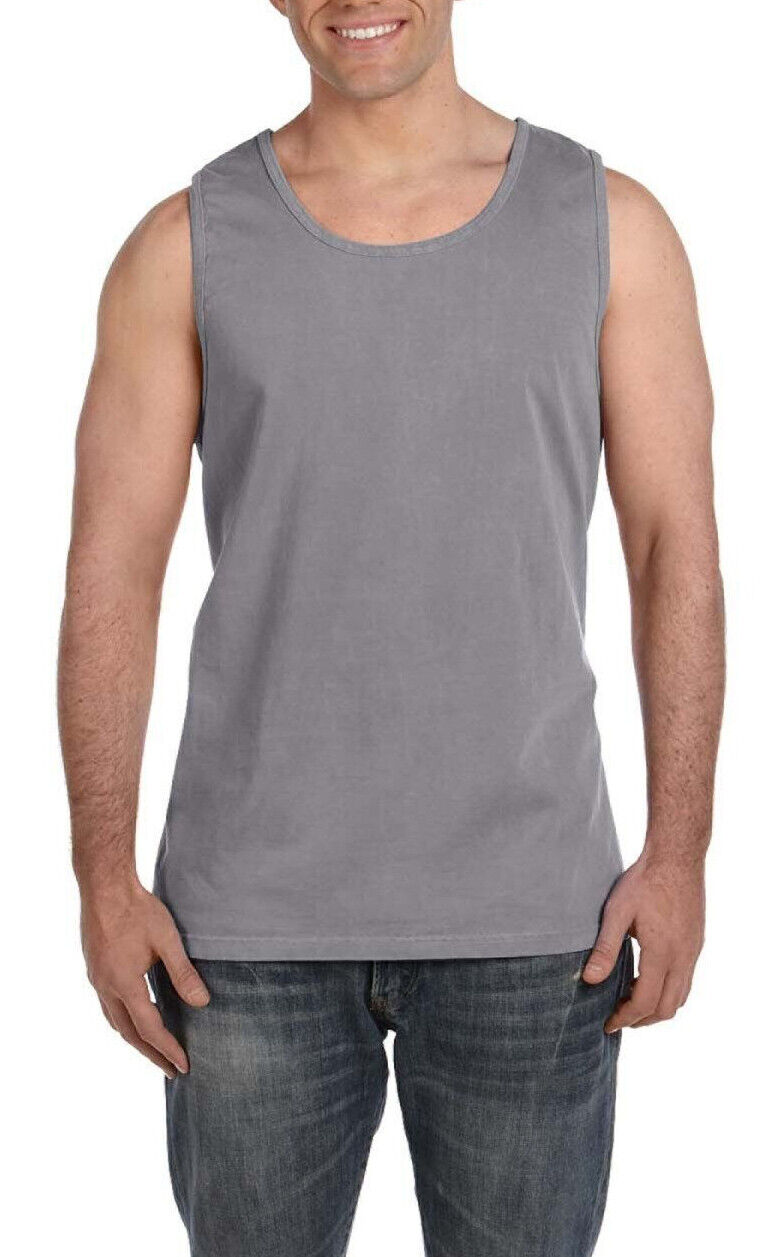 Mens Heavyweight 100% Soft Cotton Tank Top Sleeveless Tee Garment Washed XS-3XL