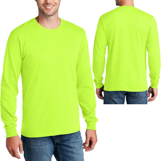 Mens Safety Colors Tee Cotton Blend Crewneck Long Sleeve T-Shirt S-4XL NEW!