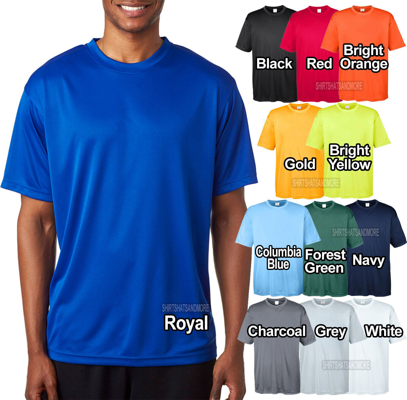 Big Mens Moisture Wicking T-Shirt XL 2XL 3XL 4XL 5XL 6XL Dri Fit Performance Tee