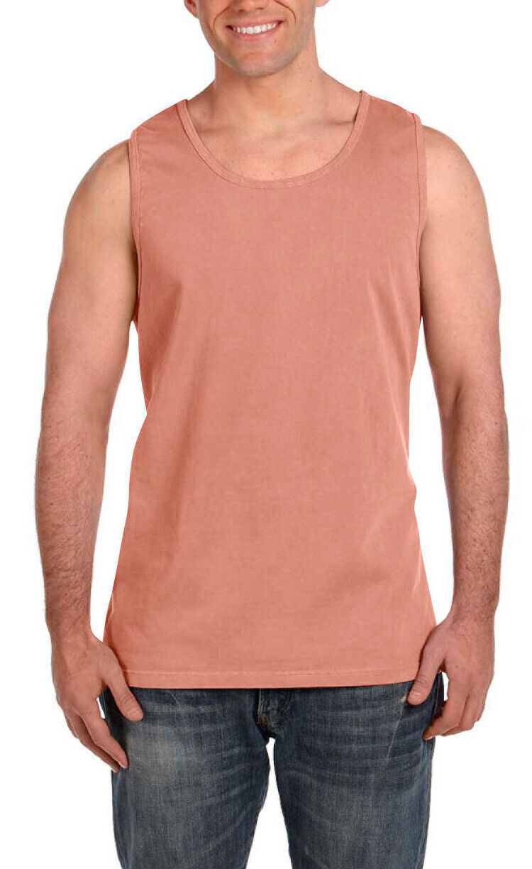 Mens Heavyweight 100% Soft Cotton Tank Top Sleeveless Tee Garment Washed XS-3XL