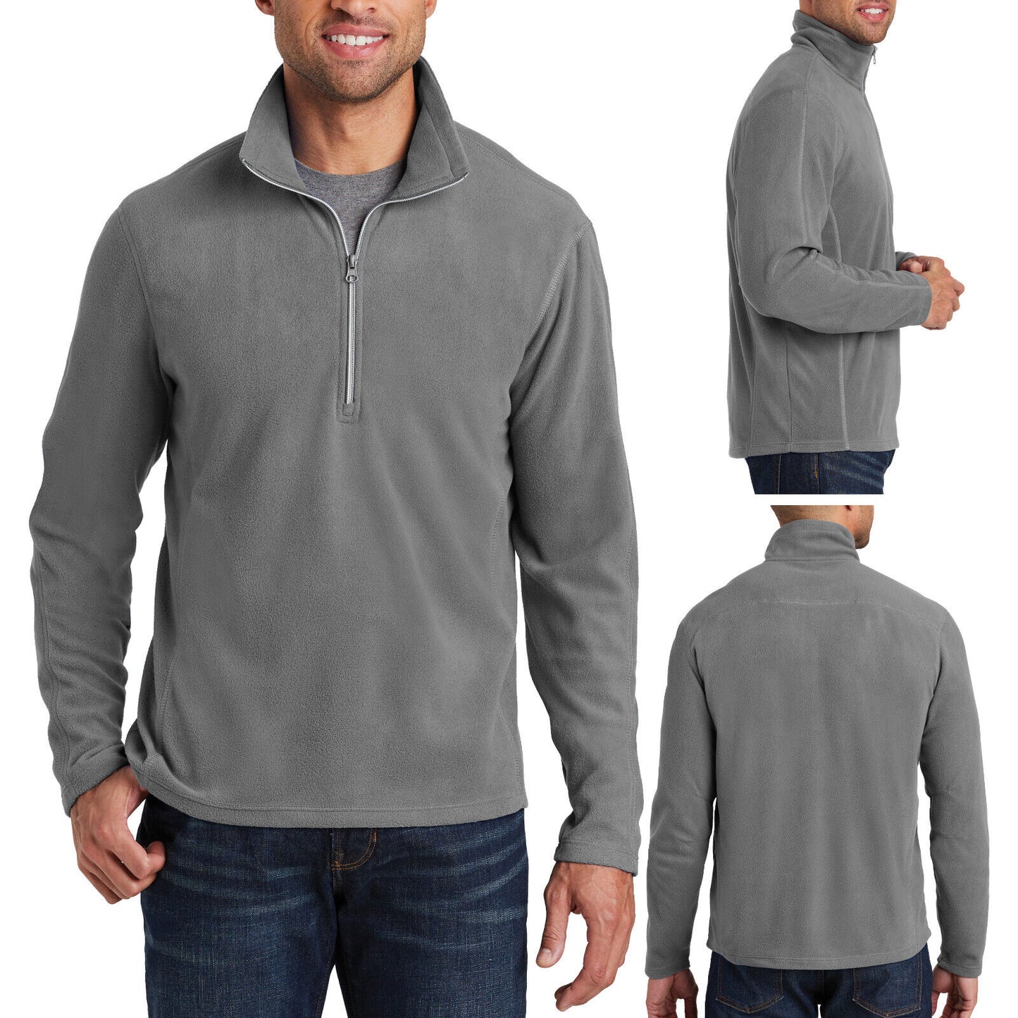 Mens Anti-Pill Micro Fleece Jacket 1/2 Zip Lightweight Pullover XS-4XL NEW!