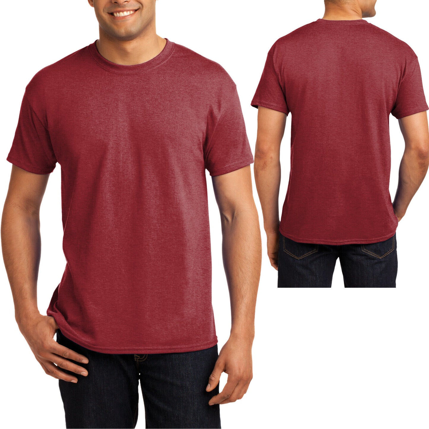 Mens Hanes Heather Tee 5.2 oz Cotton/Polyester Soft Blended T Shirt S-4XL NEW!