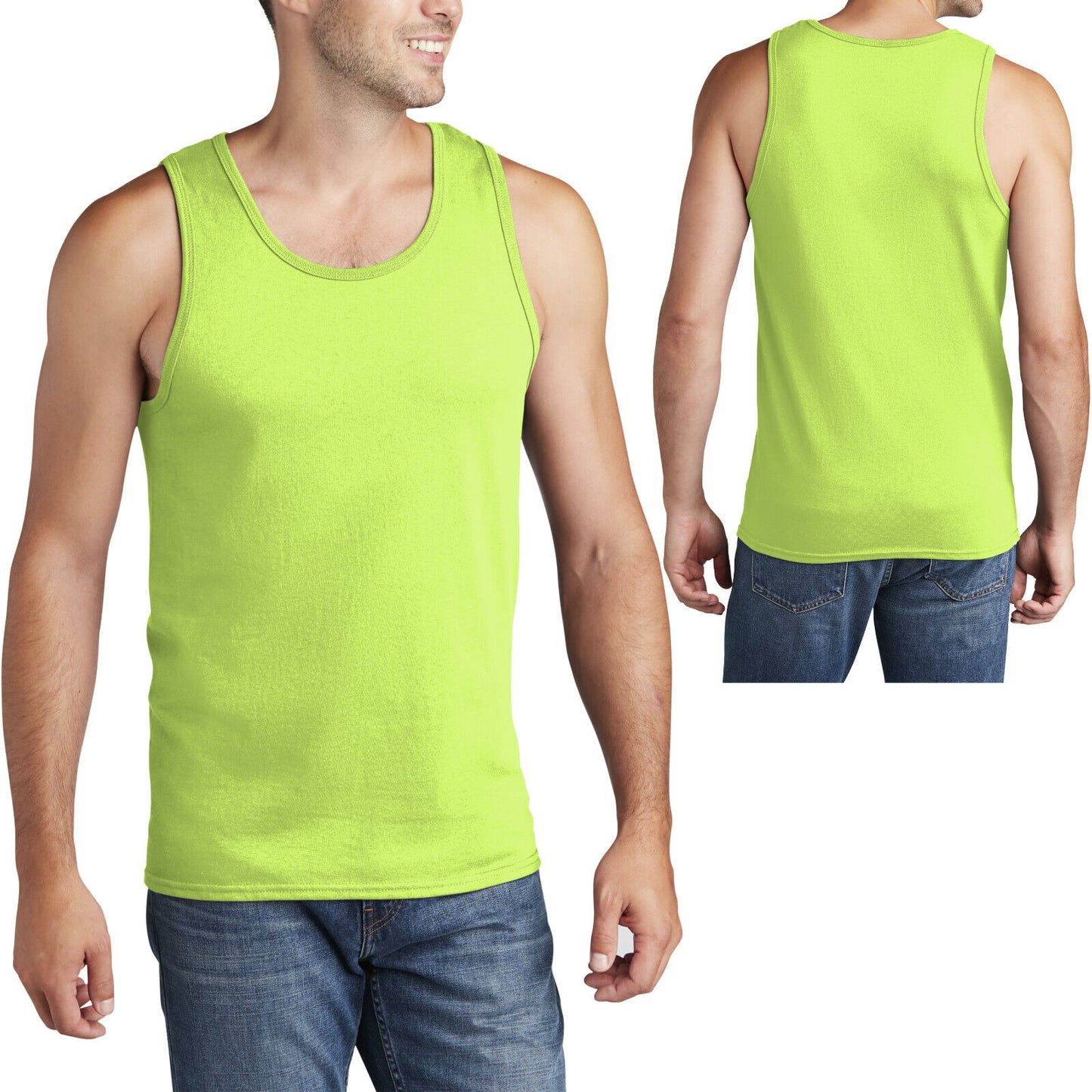 Mens Solid Tank Top 100% Preshrunk Cotton Includes NEONS S M L XL, 2XL, 3XL, 4XL