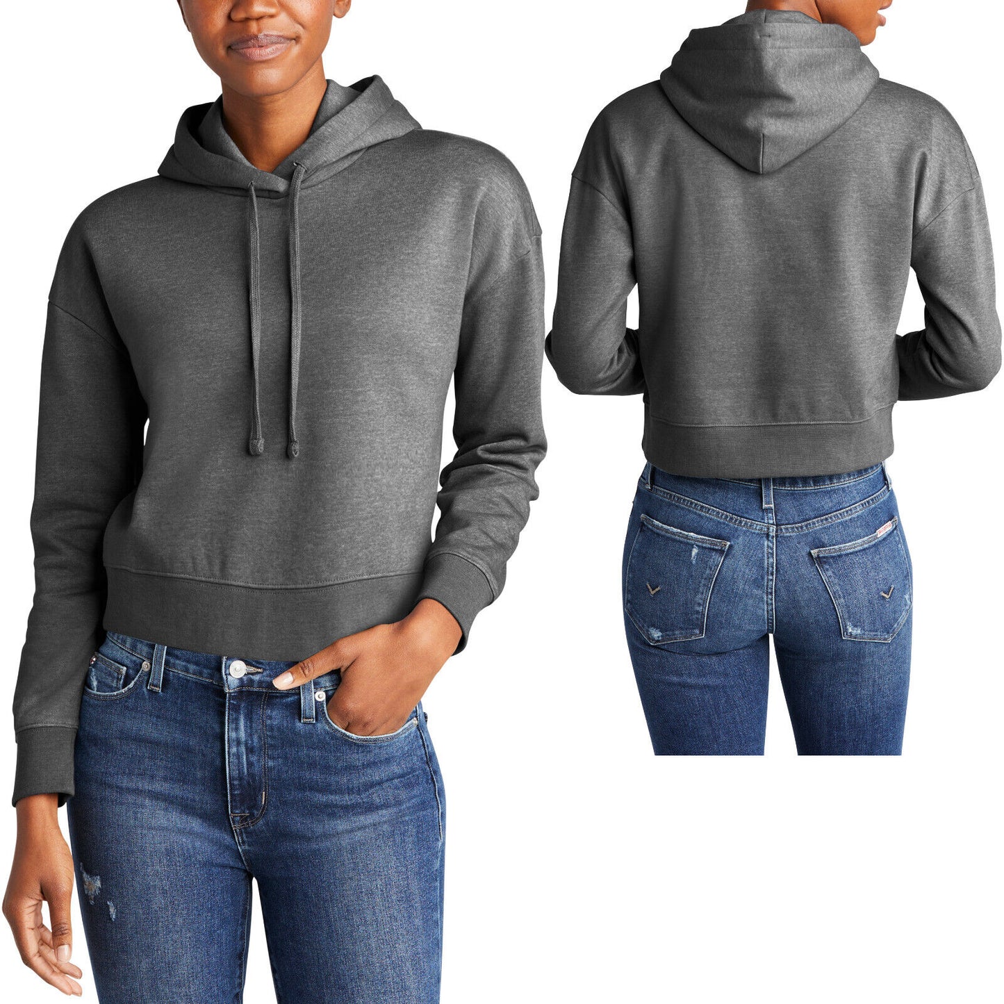 Ladies Plus Size Cropped Fleece Hoodie Women Long Sleeve Hooded Sweatshirt XL-4X