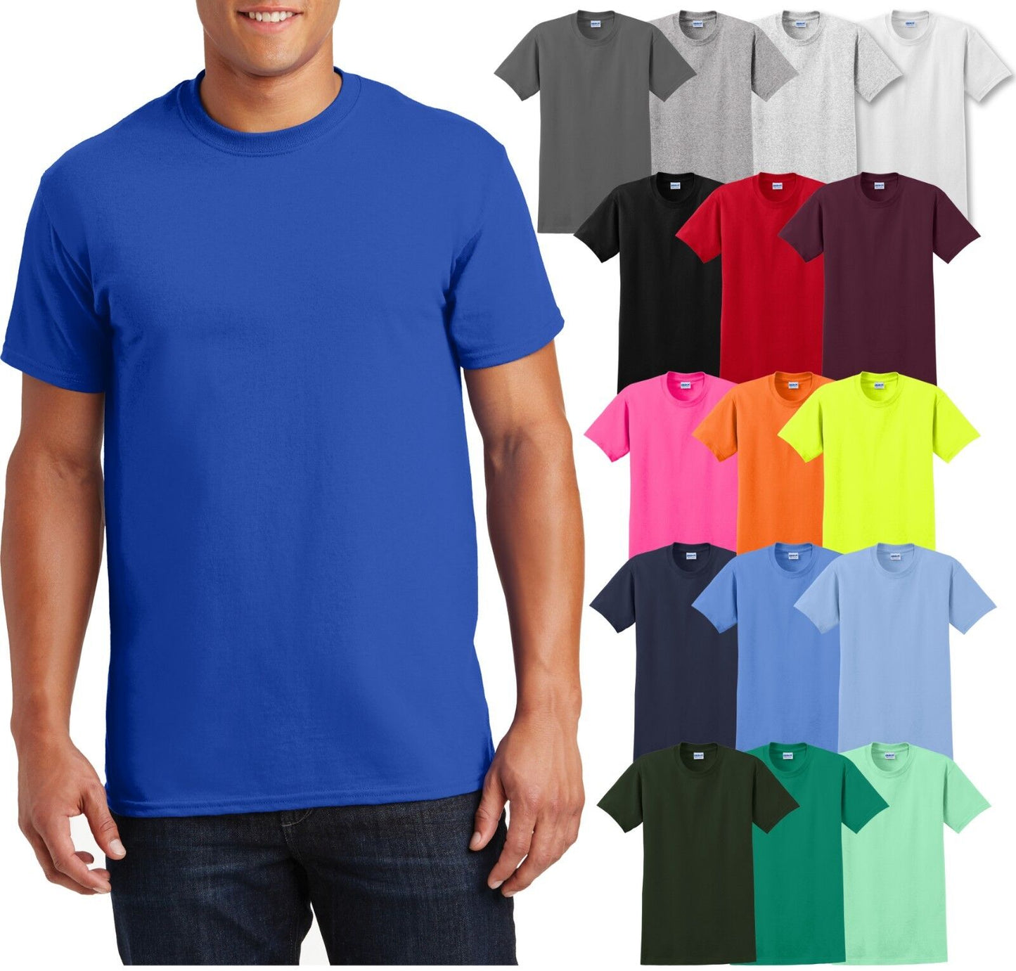 Gildan Mens T-Shirt Ultra Cotton Short Sleeve Tee S-XL, 2XL, 3XL, 4XL, 5XL NEW