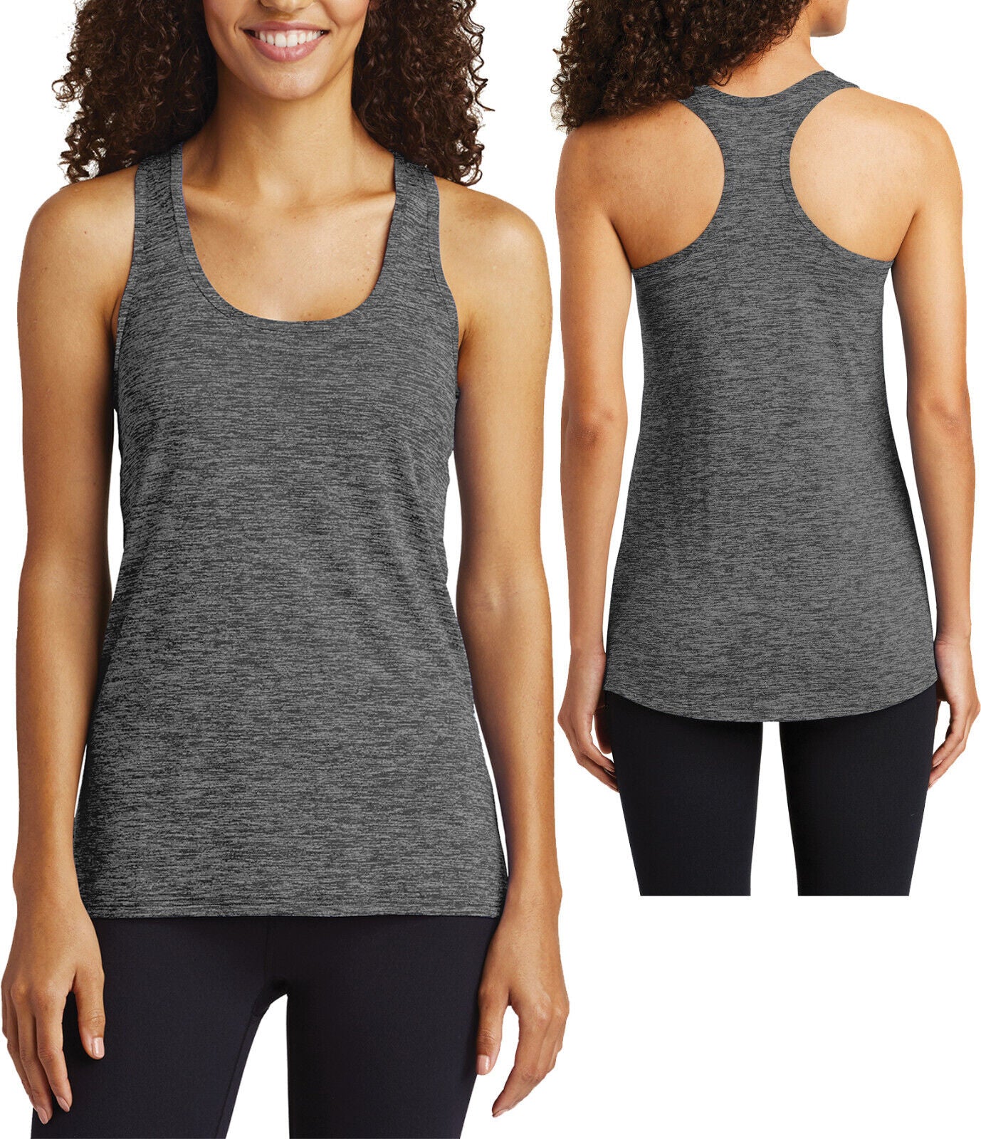 Womens Electric Heather Moisture Wicking Racerback Tank Top Ladies XS-4XL NEW!