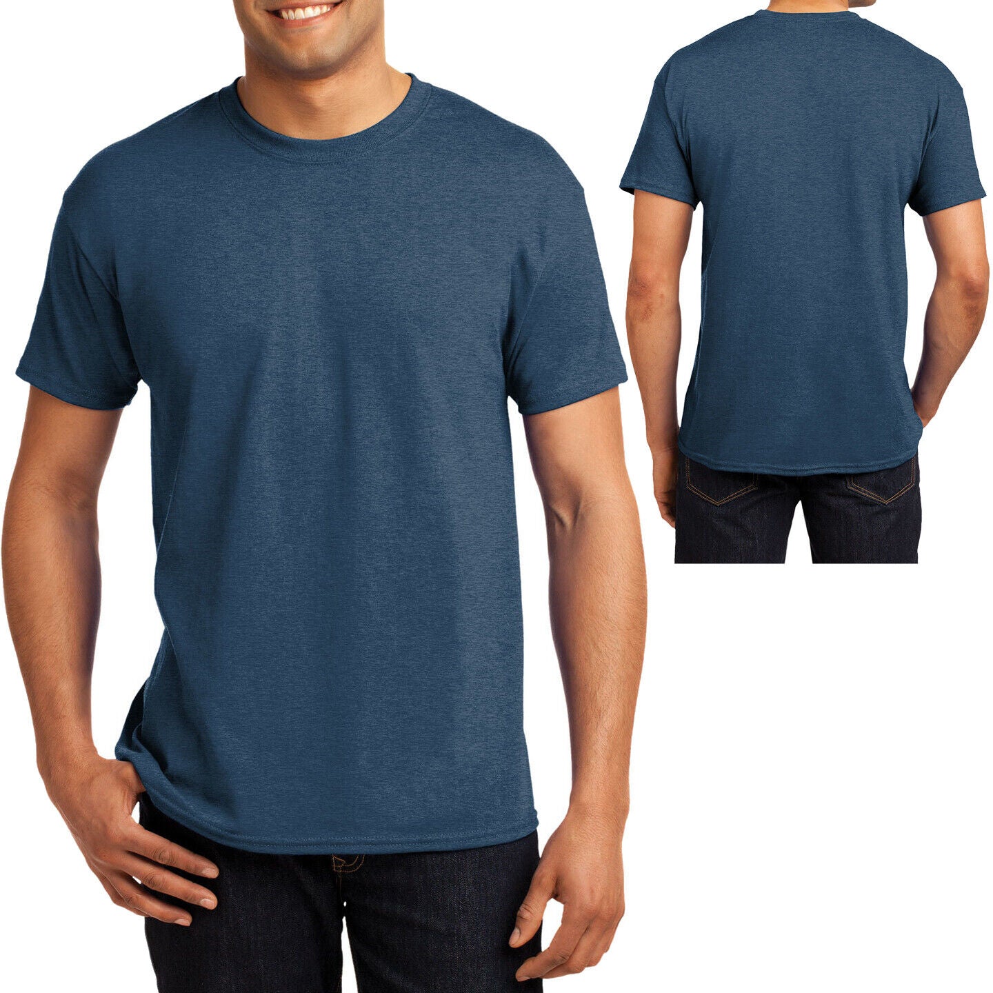 Mens Hanes Heather Tee 5.2 oz Cotton/Polyester Soft Blended T Shirt S-4XL NEW!