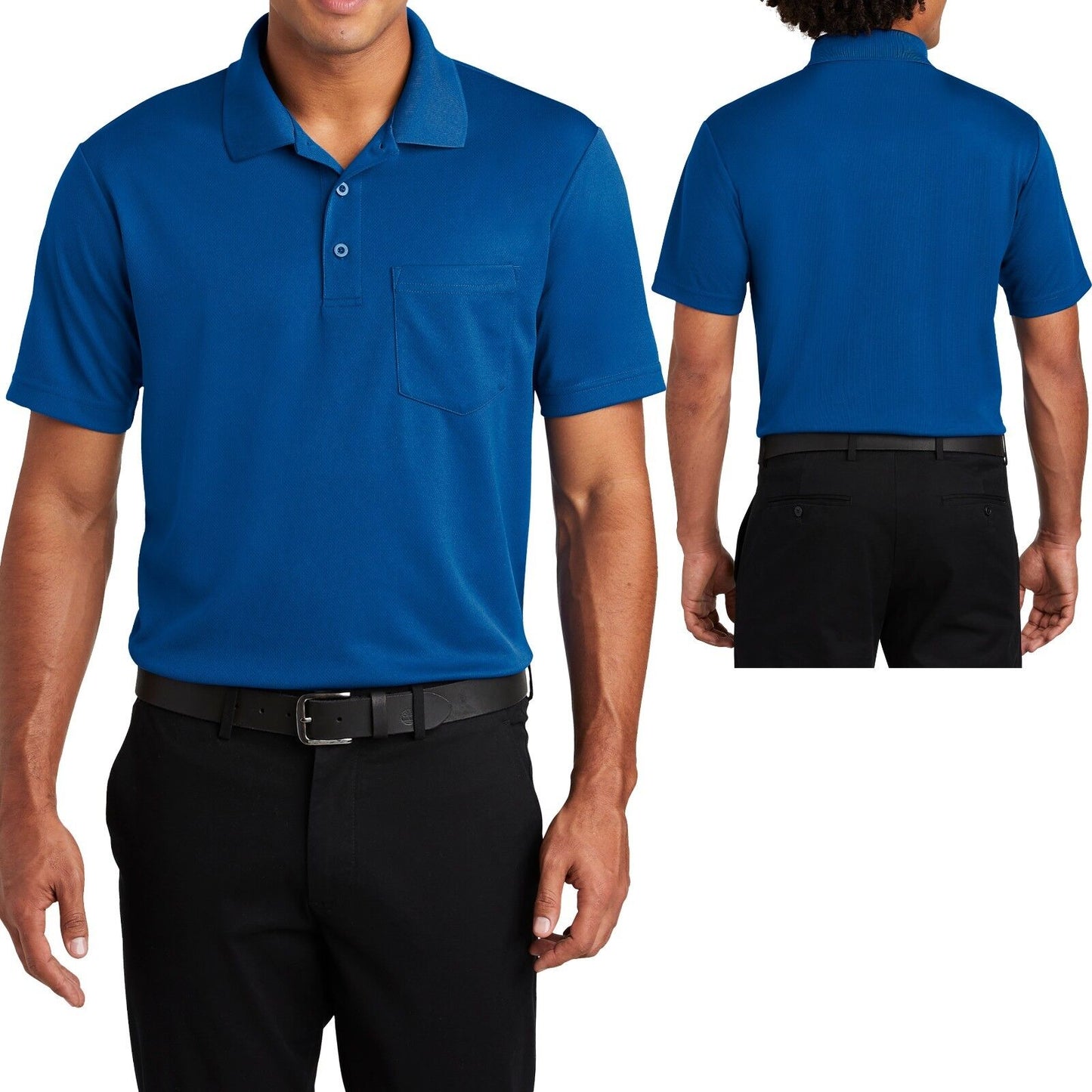 Mens Moisture Wicking Pocket Polo Shirt Micro Mesh Performance XS-XL 2X, 3X, 4X