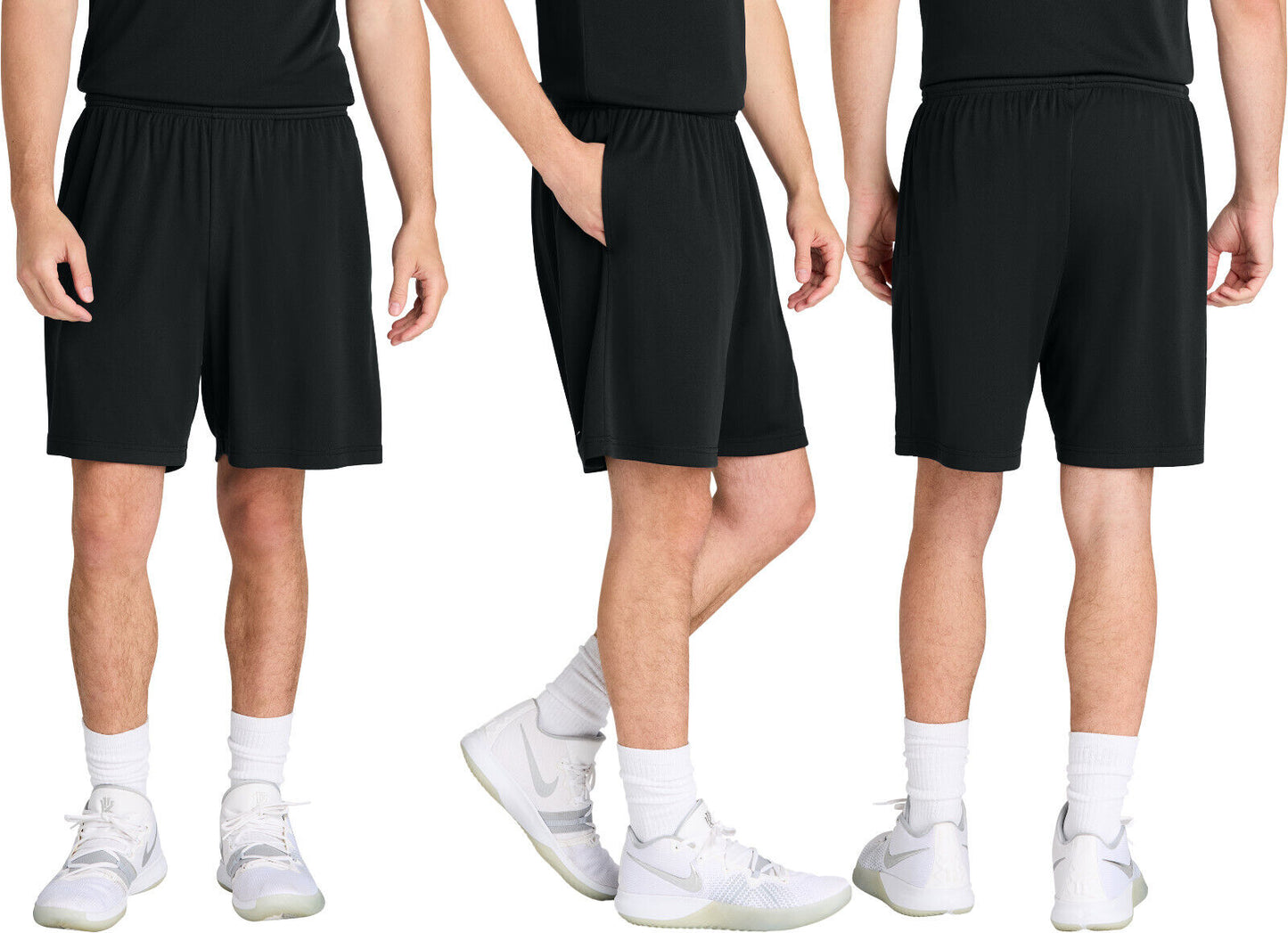 Mens Moisture Wicking 7 Inch Inseam Pocketed Shorts Elastic Waistband XS-4XL NEW
