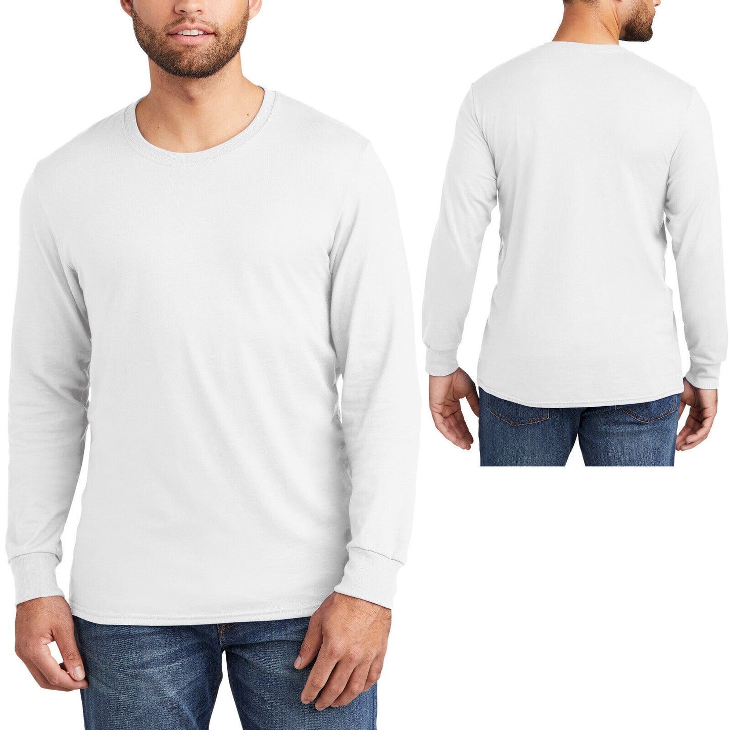 Mens Jerzees Premium Soft Blend Ring Spun Long Sleeve T-Shirt Classic Fit Tee