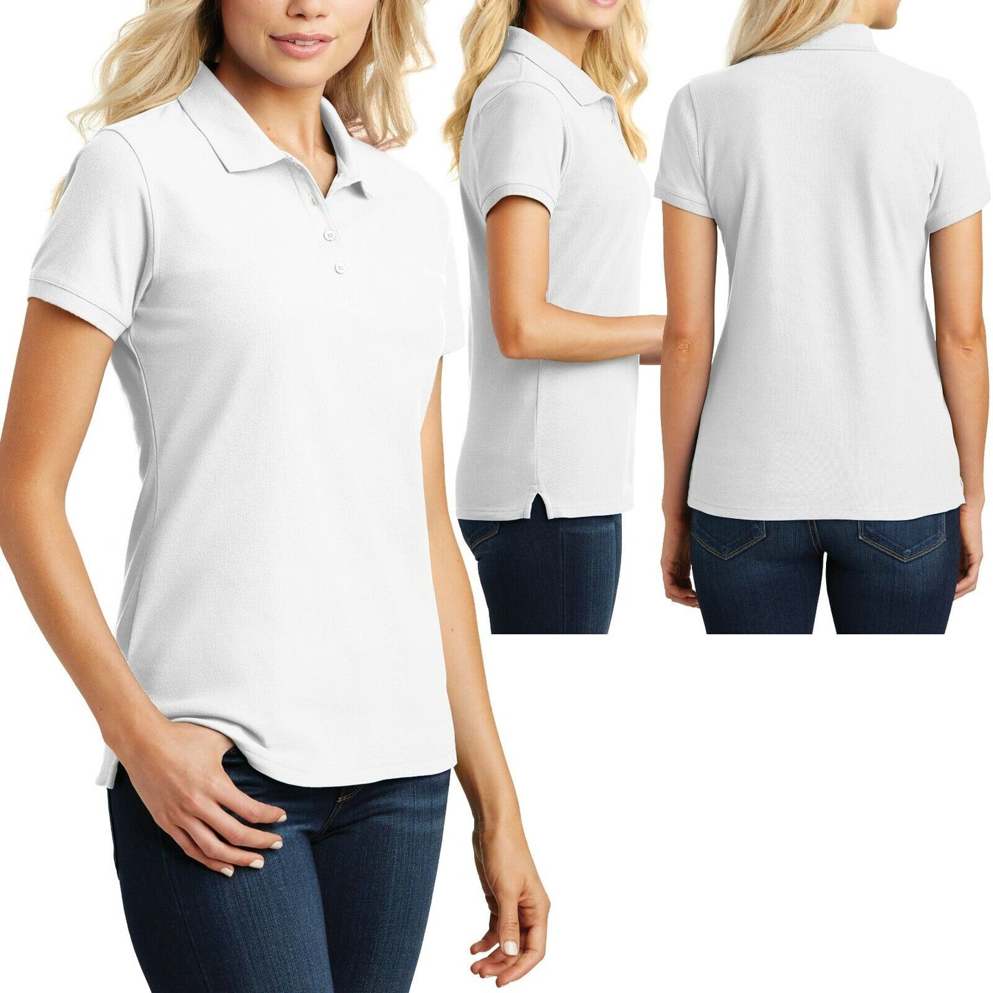 Ladies Plus Size Polo Shirt Cotton/Poly 4 Button Womens Top XL 2XL 3XL 4XL NEW