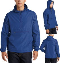 Load image into Gallery viewer, Mens Weather Fighting Packable Hooded Anorak Wind Jacket Pullover XS-4XL NEW!