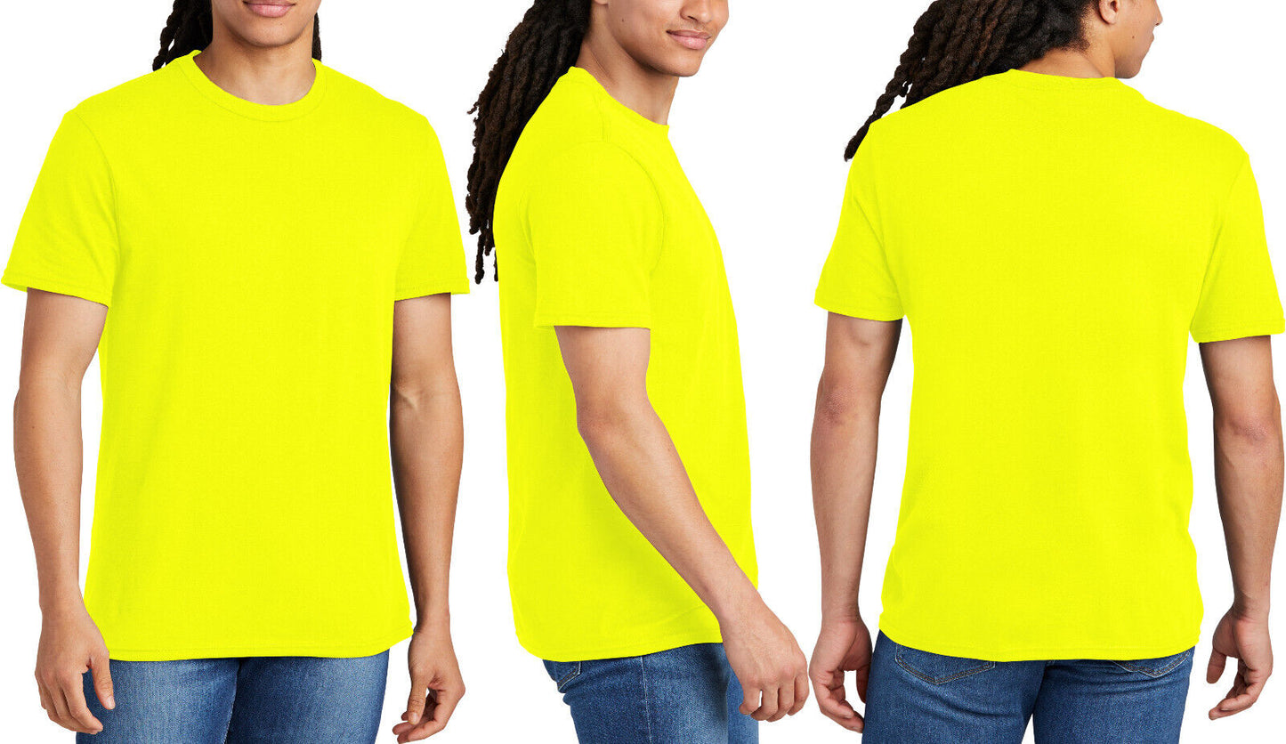 Mens Soft Spun Cotton Blended NEON T-Shirt Comfortable Tee XS-4XL NEW!