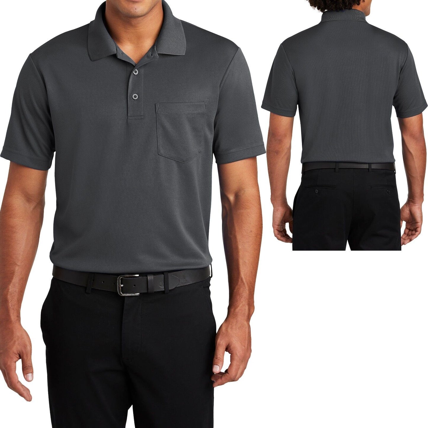 Mens Moisture Wicking Pocket Polo Shirt Micro Mesh Performance XS-XL 2X, 3X, 4X