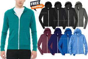 American Apparel Triblend Full Zip Lightweight Hoodie Soft Blended Hooded XS-2XL