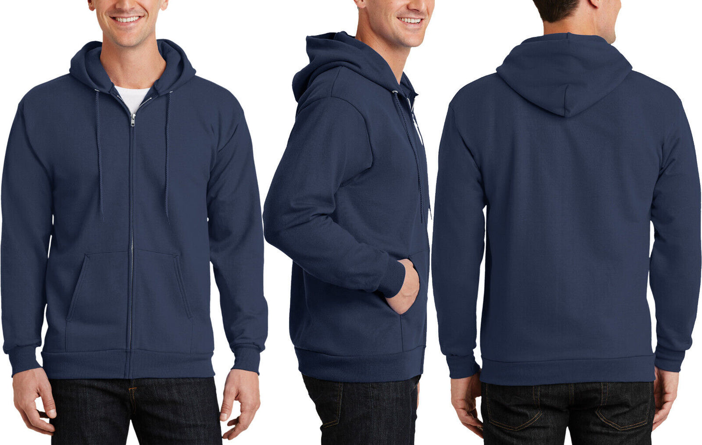 Mens TALL FULL ZIP Hoodie Hooded Sweatshirt LT XLT 2XLT 3XLT 4XLT