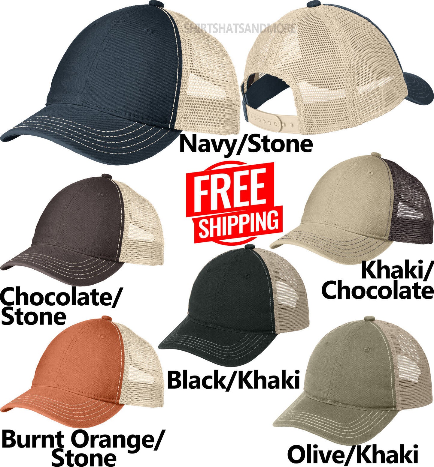 Adult Unstructured Super Soft Cotton Twill Cap Low Profile Meshback Hat 6 Colors