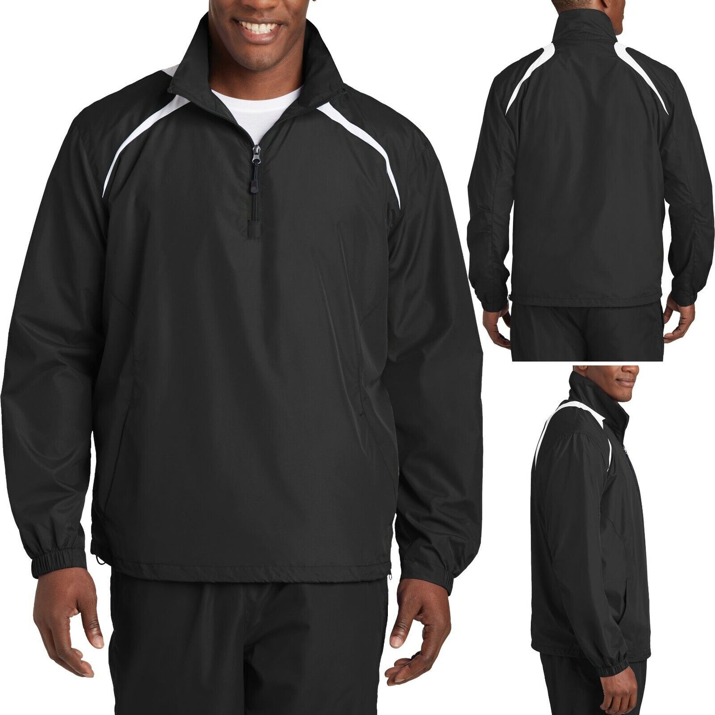 Mens 1/2 Zip Pullover Windshirt Jacket Pockets Golf S, M, L, XL, 2XL, 3XL, 4XL