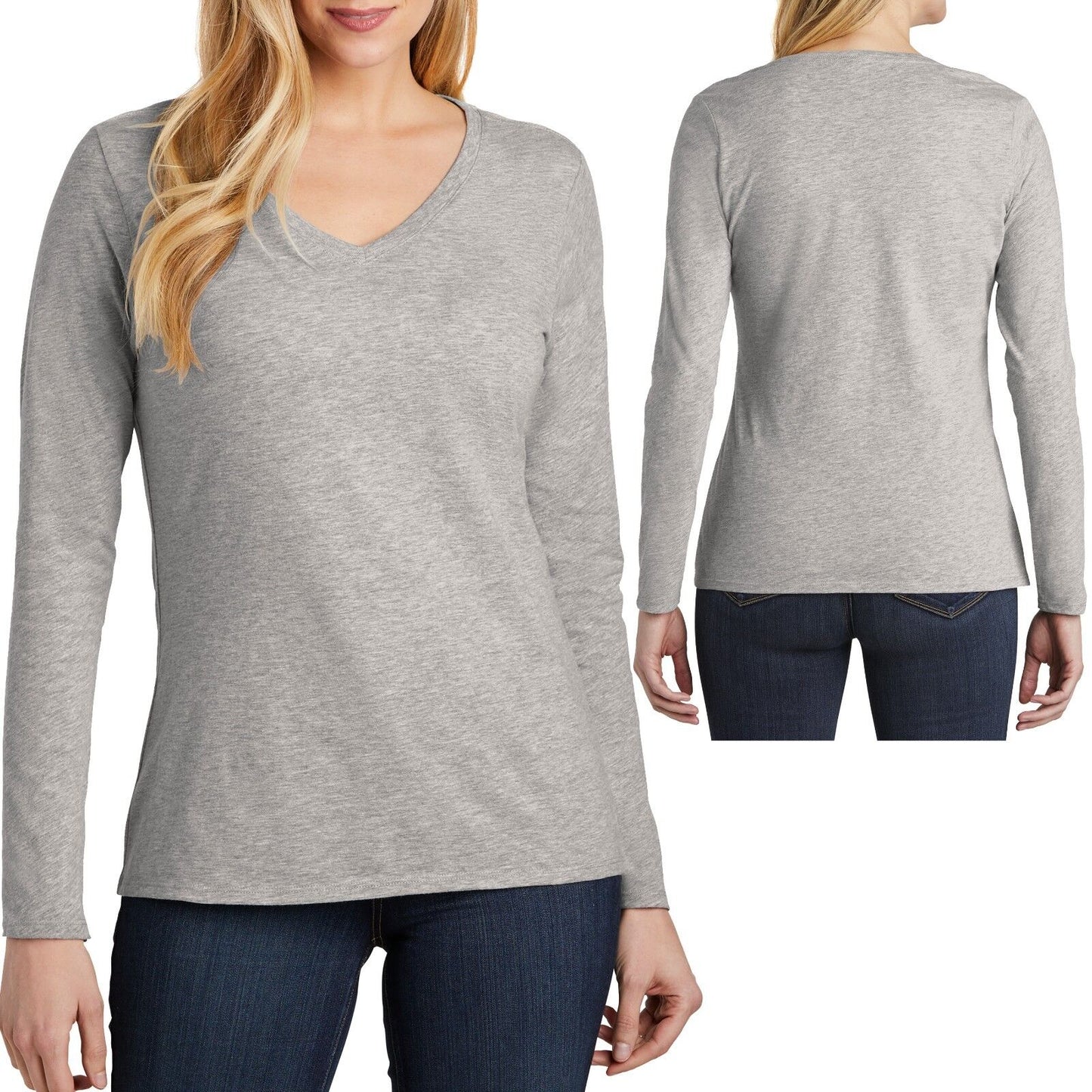 Ladies Plus Size Long Sleeve T-Shirt V-Neck Soft Cotton Womens Tee XL 2XL 3XL 4X