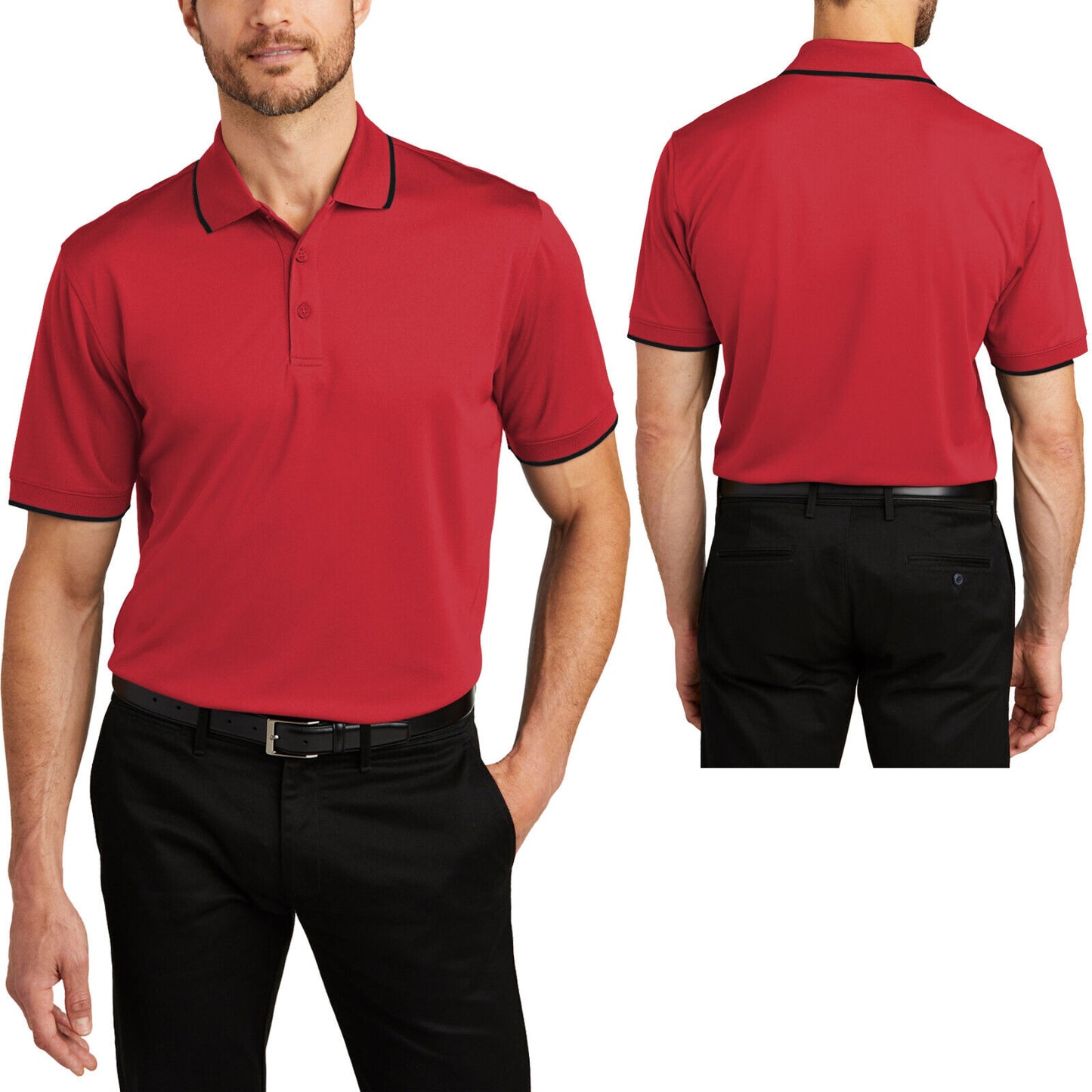 Mens Moisture Wicking Polo Tipped Collar Sleeve UV Micro Mesh XS-XL 2XL 3XL 4XL