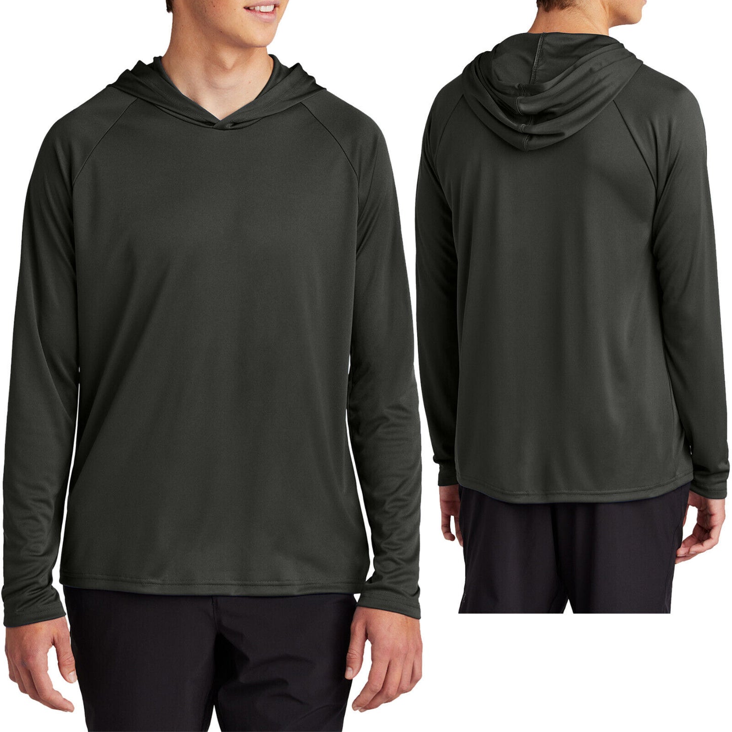 Mens Moisture Wicking Hoodie Tee Hooded Pullover T-Shirt UPF 50 Sun Protect S-4X