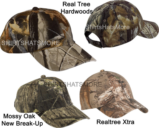 Garment Washed Camo Baseball Cap Hunting Hat Camouflage Mossy Oak Realtree NEW