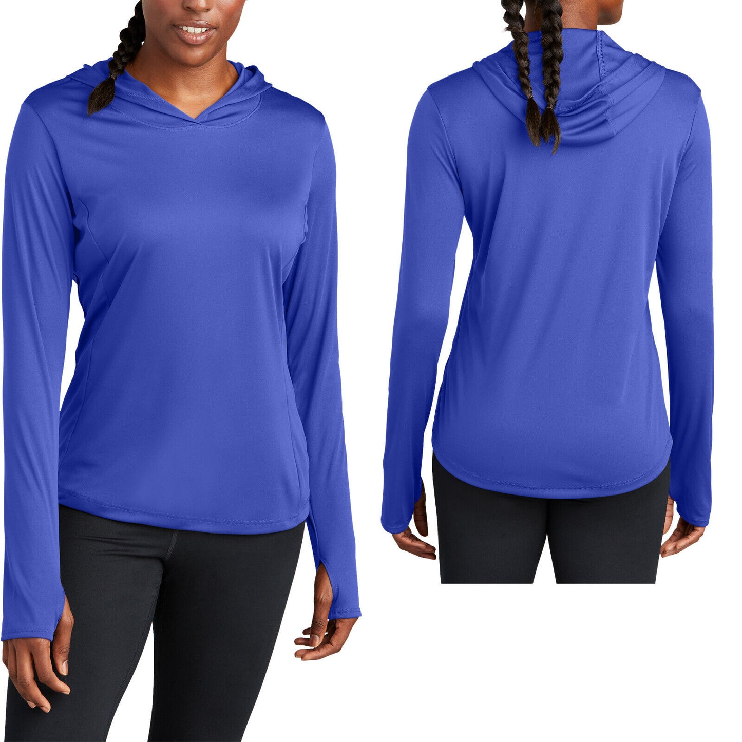 Ladies Lightweight Hoodie Moisture Wicking Long Sleeve T-Shirt Gym Workout XS-4X