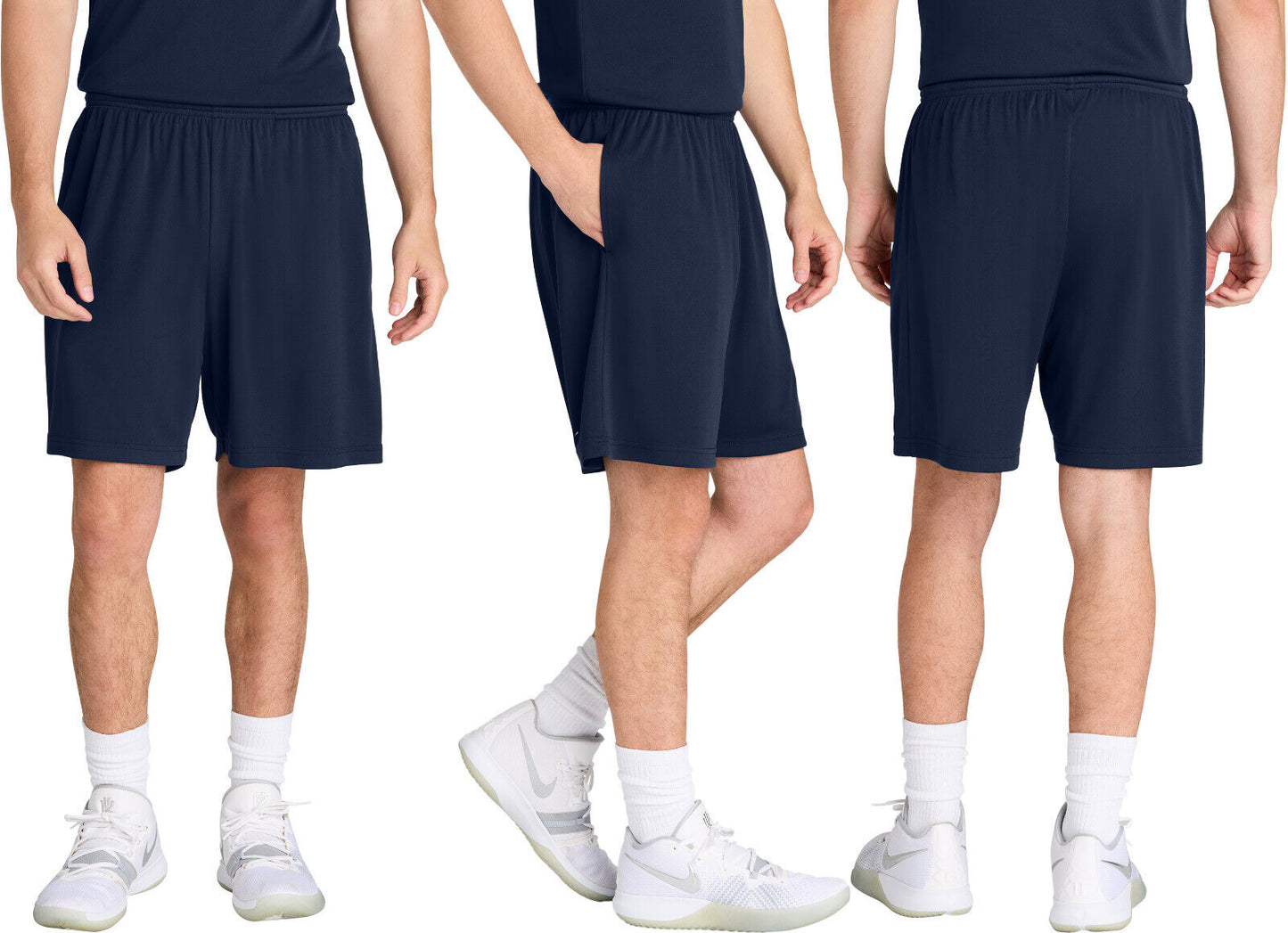 Mens Moisture Wicking 7 Inch Inseam Pocketed Shorts Elastic Waistband XS-4XL NEW