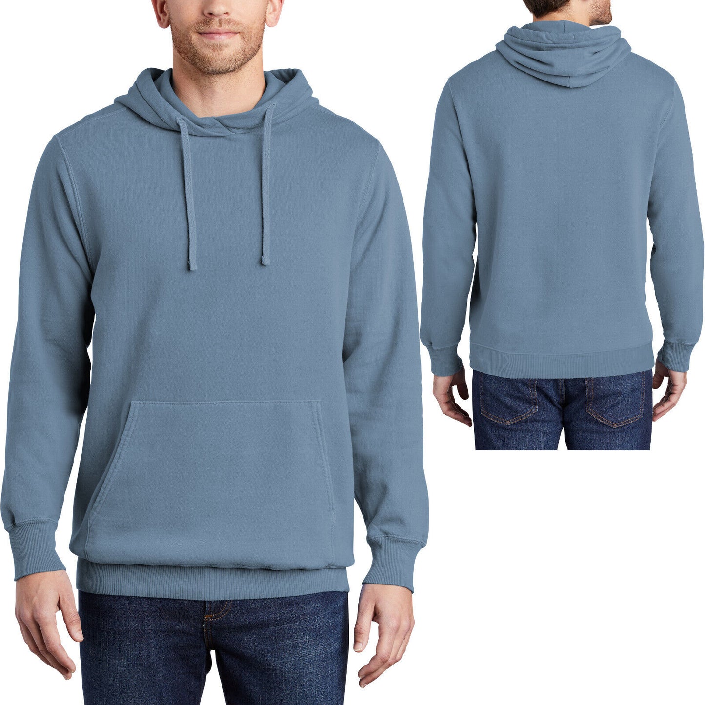 Mens Garment-Dyed Beach Wash Hoodie Sweatshirt Soft Comfortable Pullover Hoody