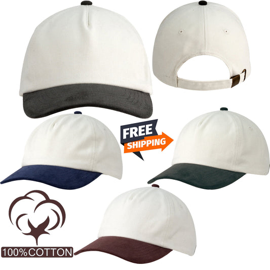 100% Cotton Two-Tone Corduroy Cap Baseball Hat Unstructured 5-Panel NEW!