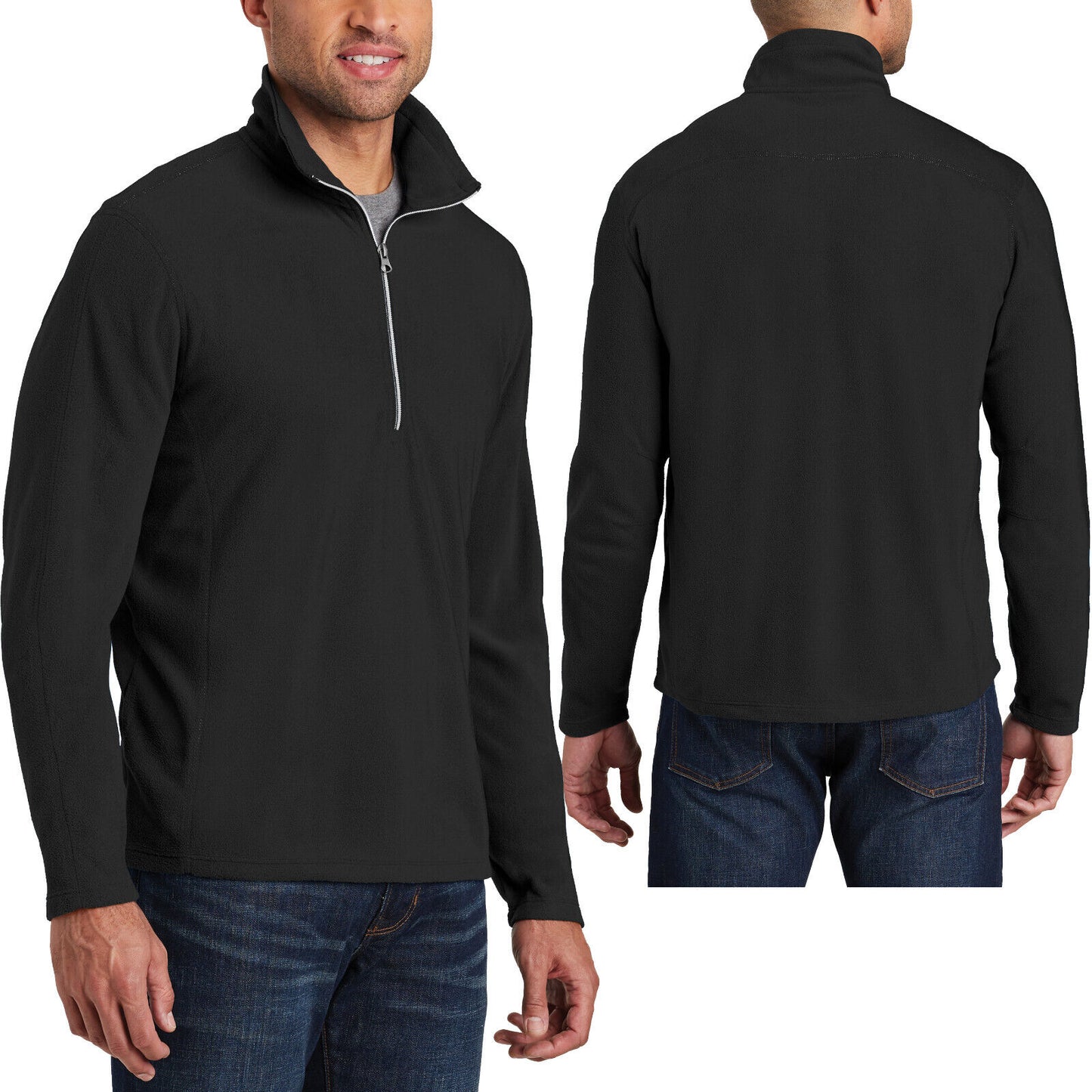 Mens Anti-Pill Micro Fleece Jacket 1/2 Zip Lightweight Pullover XS-4XL NEW!