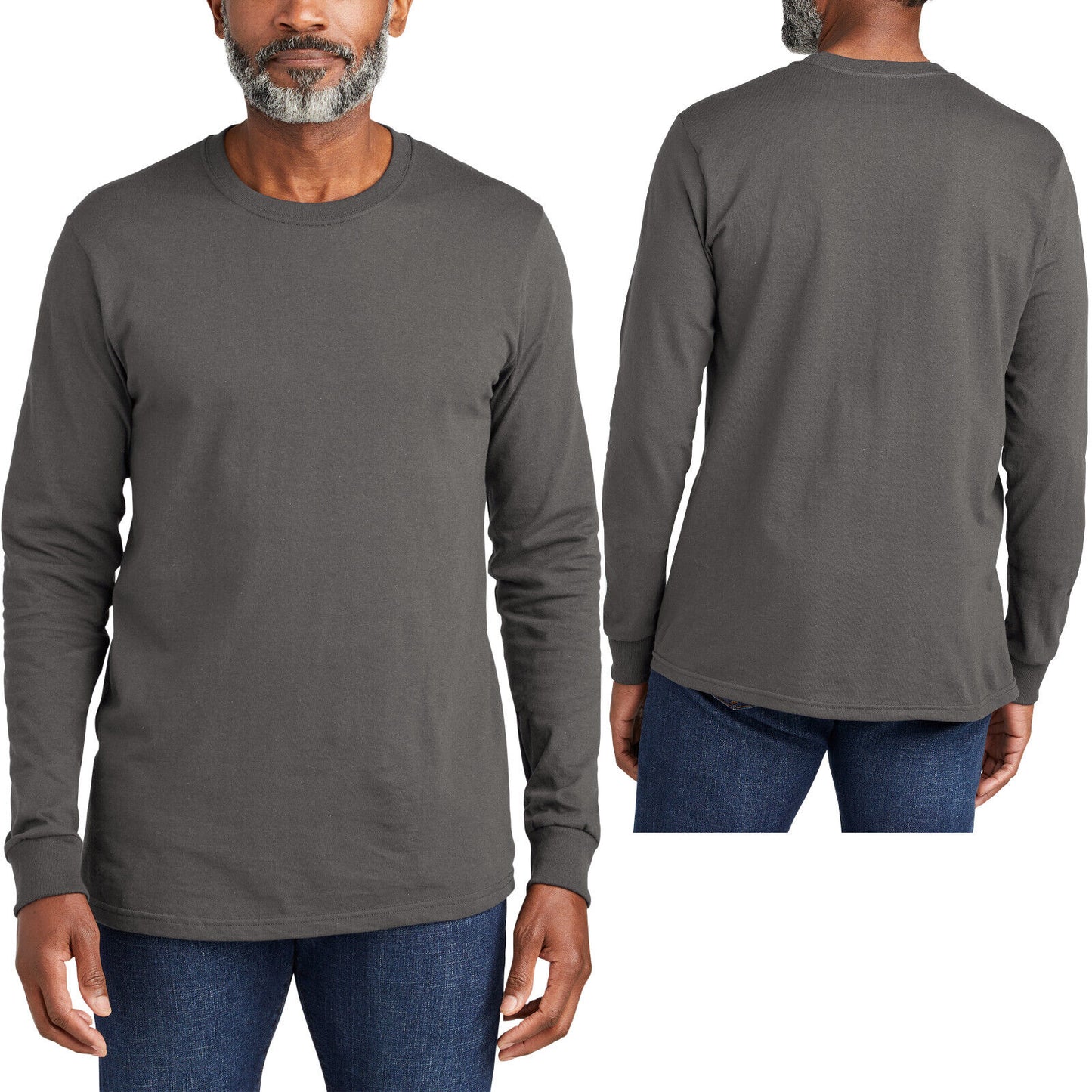 Mens 100% Cotton Long Sleeve American Made T-Shirt 5.5 Ounce Tee S-4XL NEW!