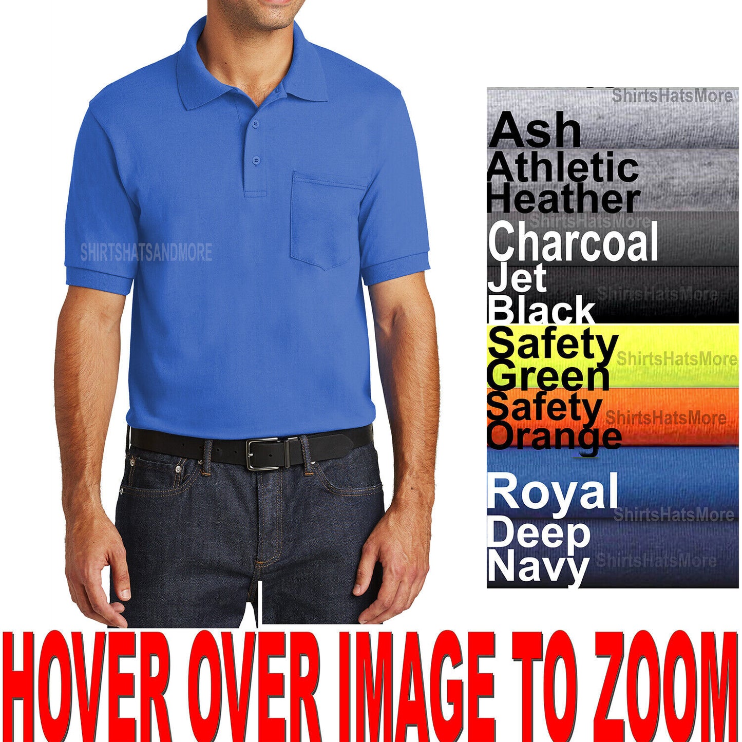 BIG MENS Polo Sport Shirt With POCKET Golf Jersey Blended XL 2X 3X 4X 5X 6X NEW!