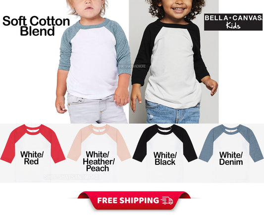 Toddler 3/4 Sleeve Baseball T-Shirt Soft Cotton Blend Tee Boys Girls 2T 3T 4T 5T