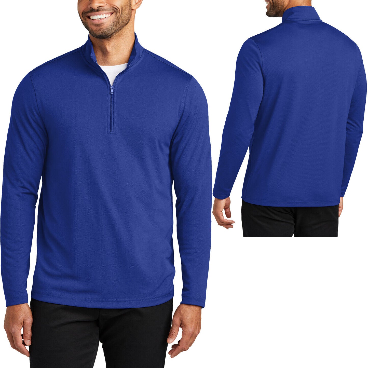 Mens 1/4 Zip Moisture Wicking Long Seleeves Mesh Pullover UPF 30 Snag Resistant