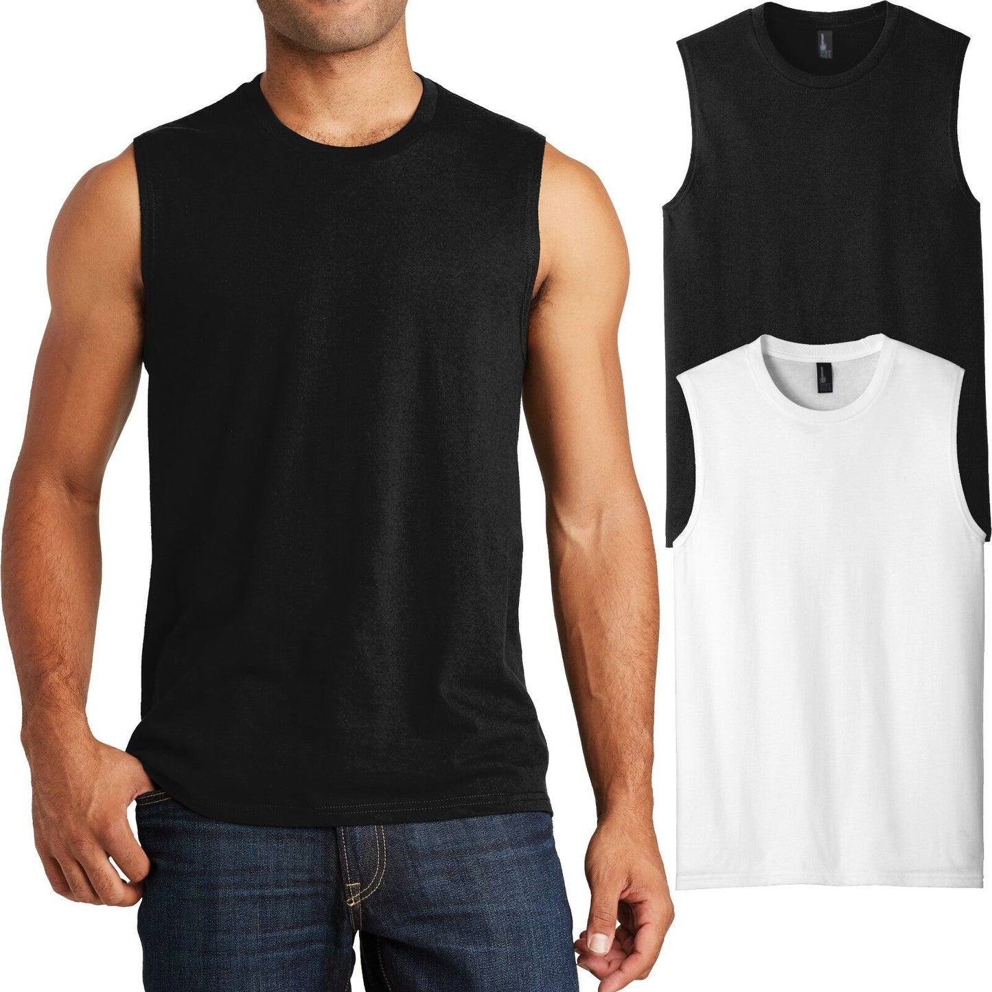 Young Mens Sleeveless T-Shirt Muscle Tank Shooter Cotton Tee XS-XL, 2X, 3X, 4X