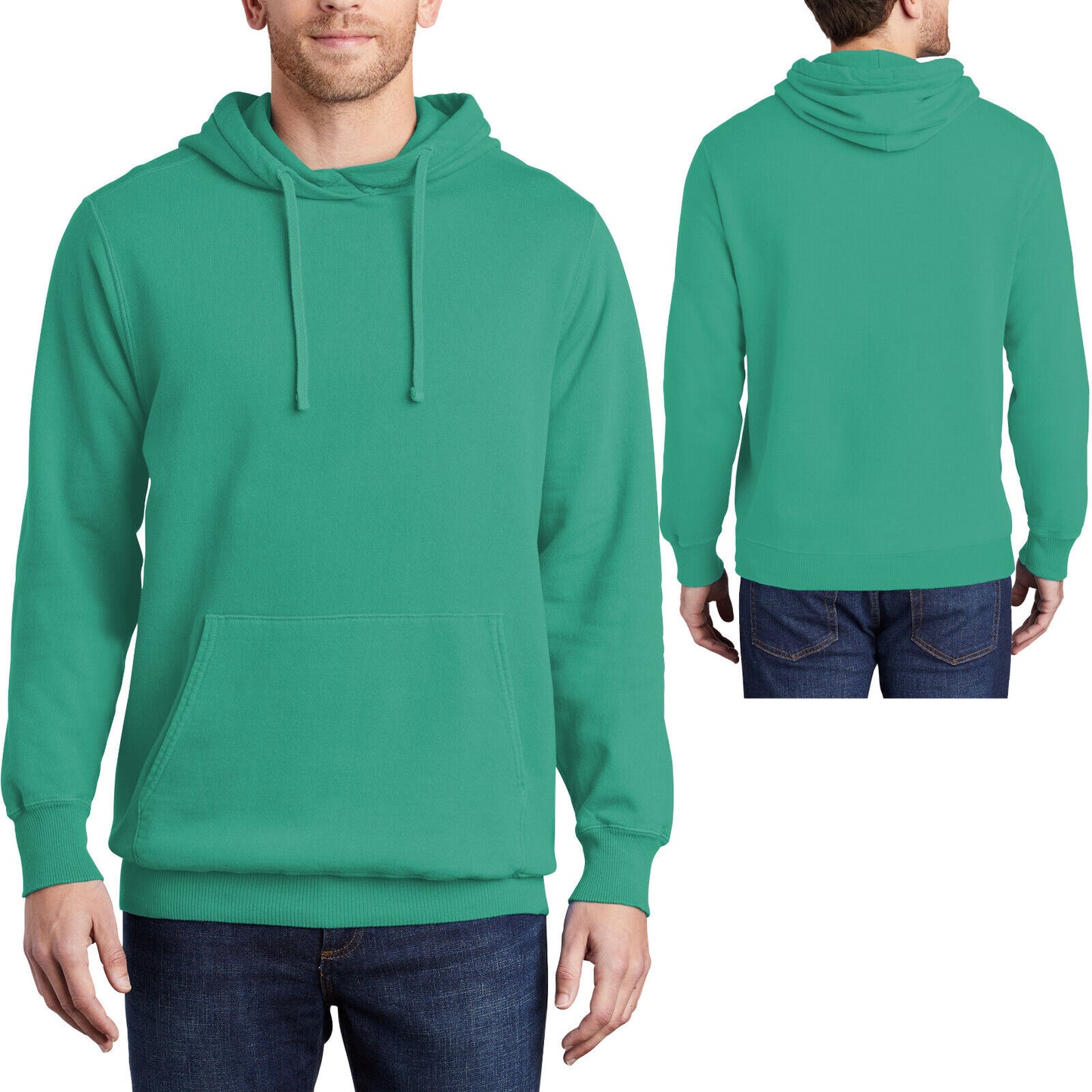 Mens Garment-Dyed Beach Wash Hoodie Sweatshirt Soft Comfortable Pullover Hoody