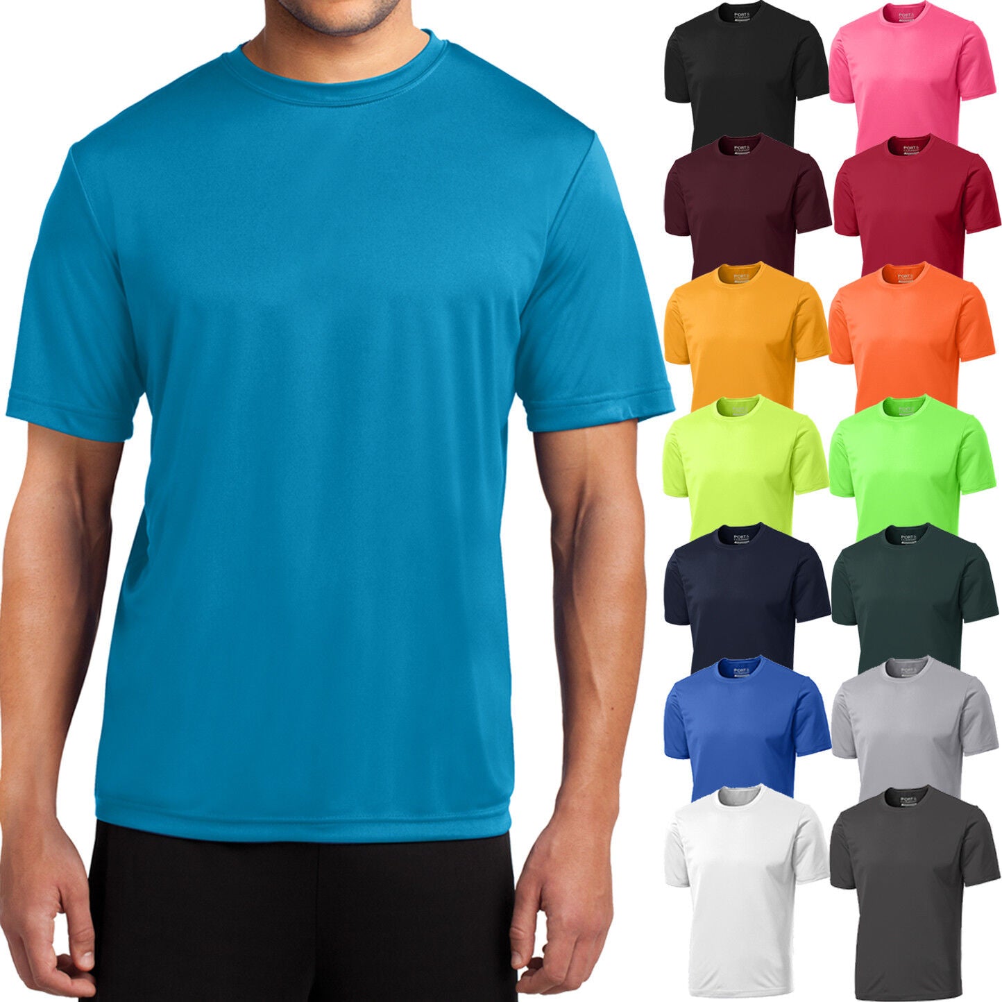 Big Mens Moisture Wicking T-Shirt Performance Dri Fit Gym Workout XL, 2X, 3X, 4X