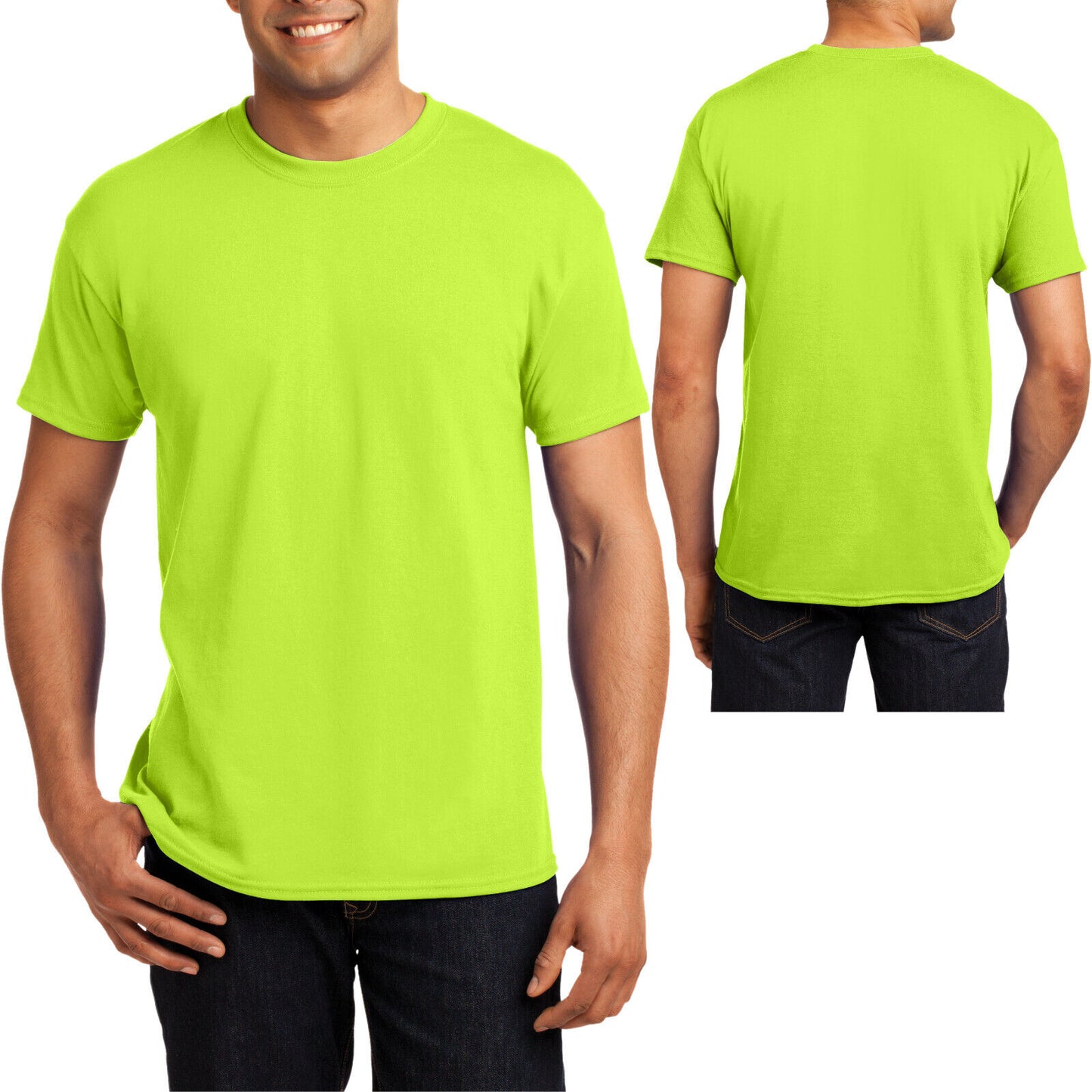 Mens Hanes Blend Tee SAFETY T-Shirt Dries Faster & Shrinks Less Than 100% Cotton