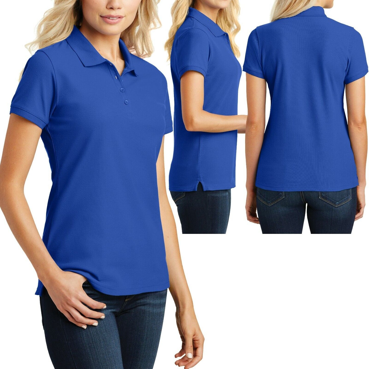 Ladies Plus Size Polo Shirt Cotton/Poly 4 Button Womens Top XL 2XL 3XL 4XL NEW