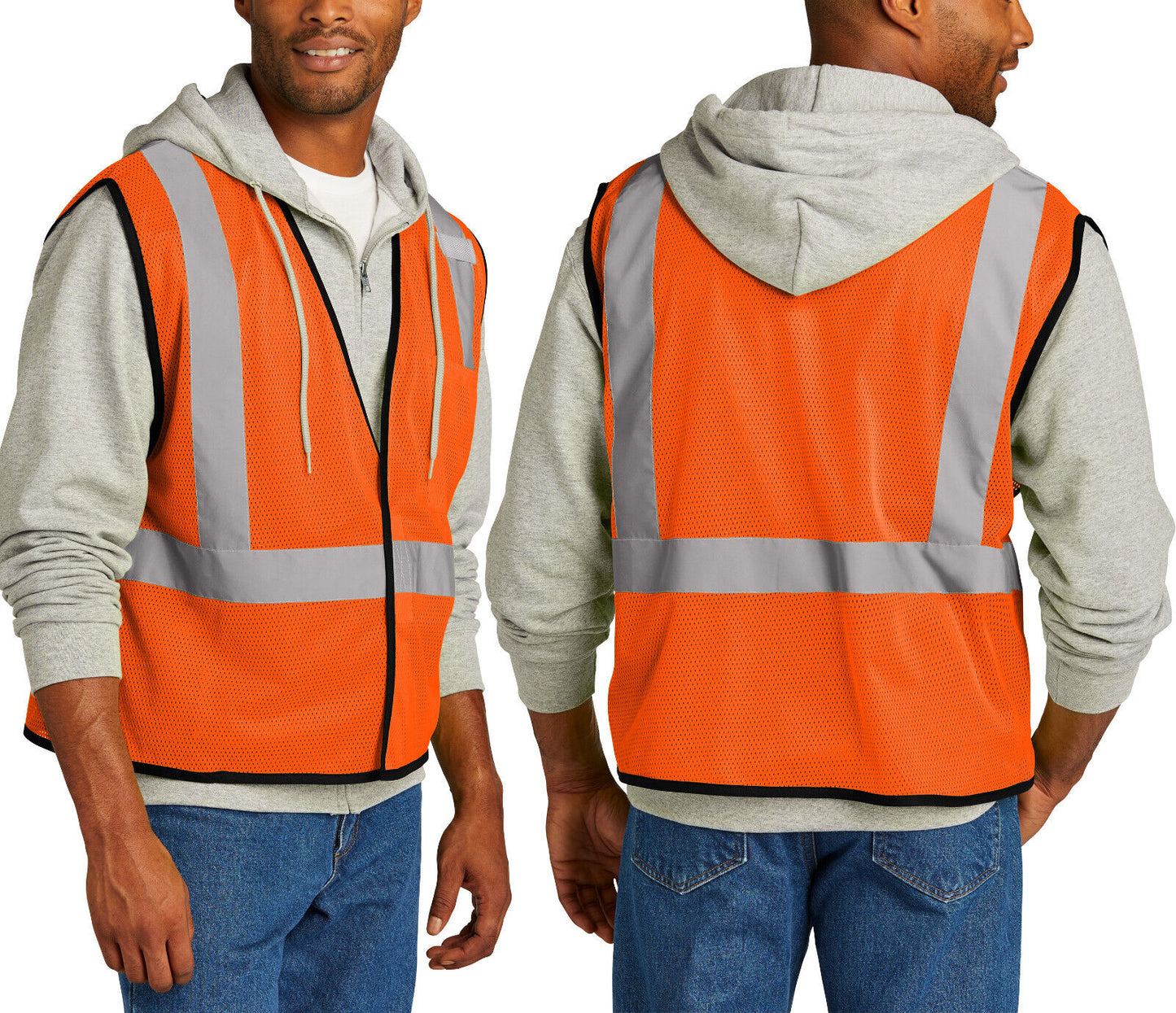 ANSI High Visibility Breathable Mesh Vest Reflective Tape Pocket Jobsite 4 SIZES